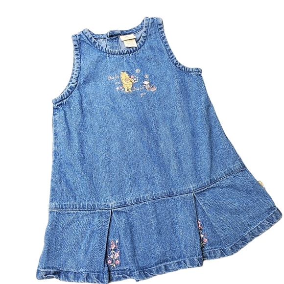 Disney Other - Vintage Disney Pooh Girl 18mth Denim Jumper Dress